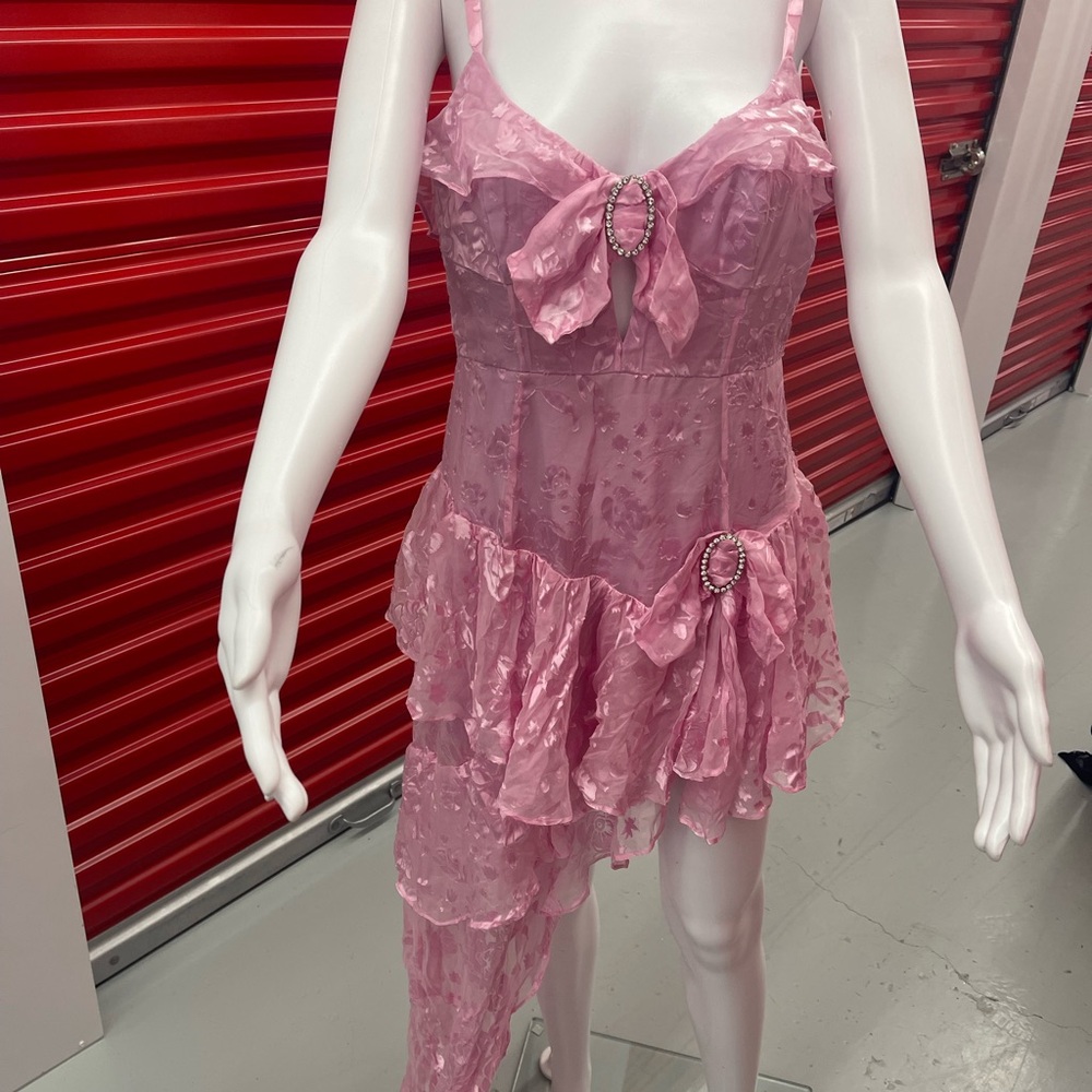 Pink Cosmo Asymmetrical Drapery Dress - Picture 5 of 15